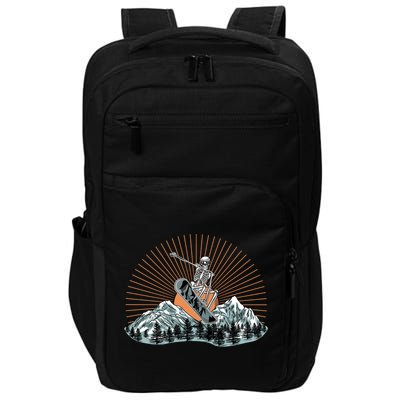 Ski Skull Funny Snowboarding Lover Impact Tech Backpack