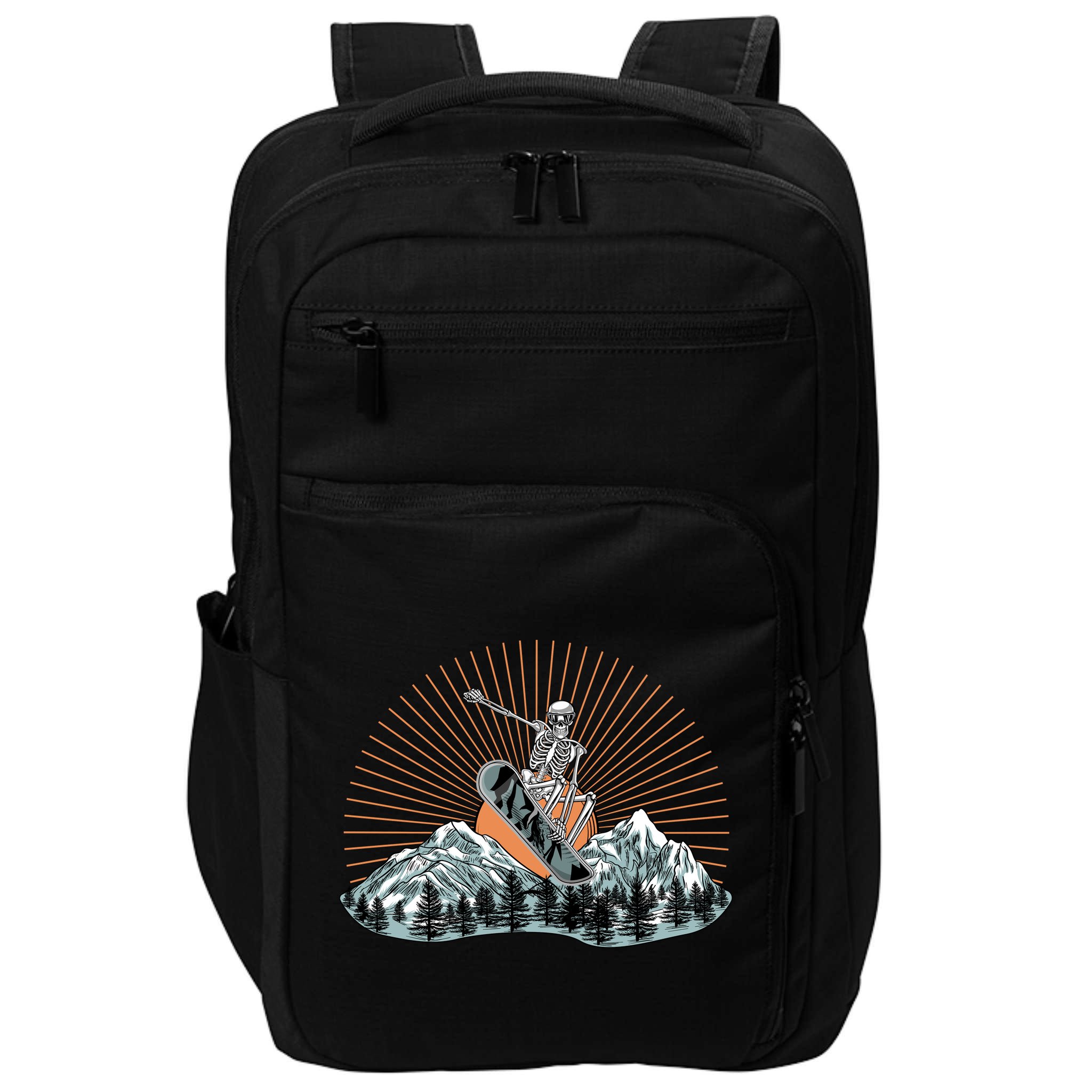 Ski Skull Funny Snowboarding Lover Impact Tech Backpack