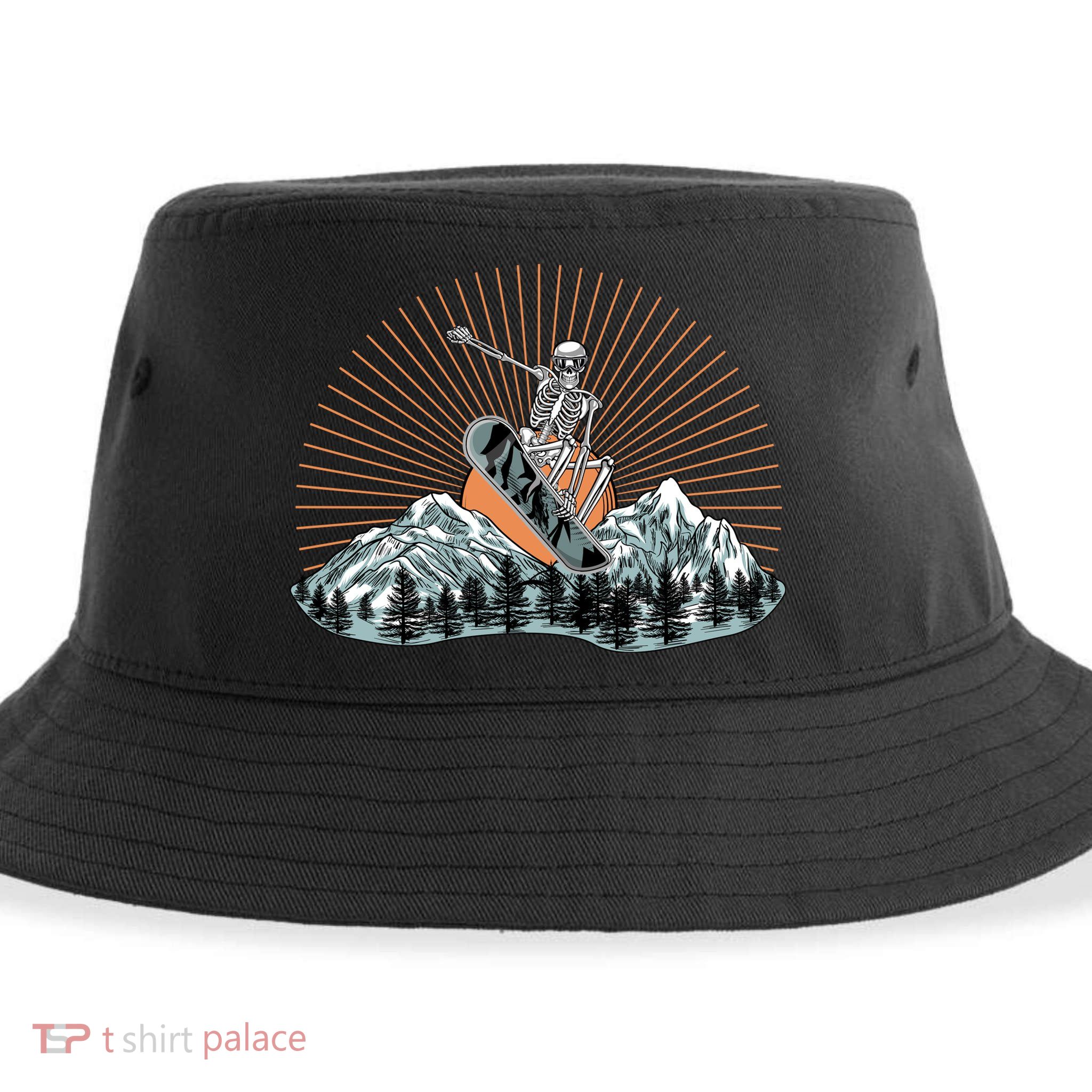 Ski Skull Funny Snowboarding Lover Sustainable Bucket Hat