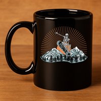 Ski Skull Funny Snowboarding Lover 11oz C Handle Ceramic Mug