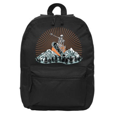 Ski Skull Funny Snowboarding Lover 16 in Basic Backpack