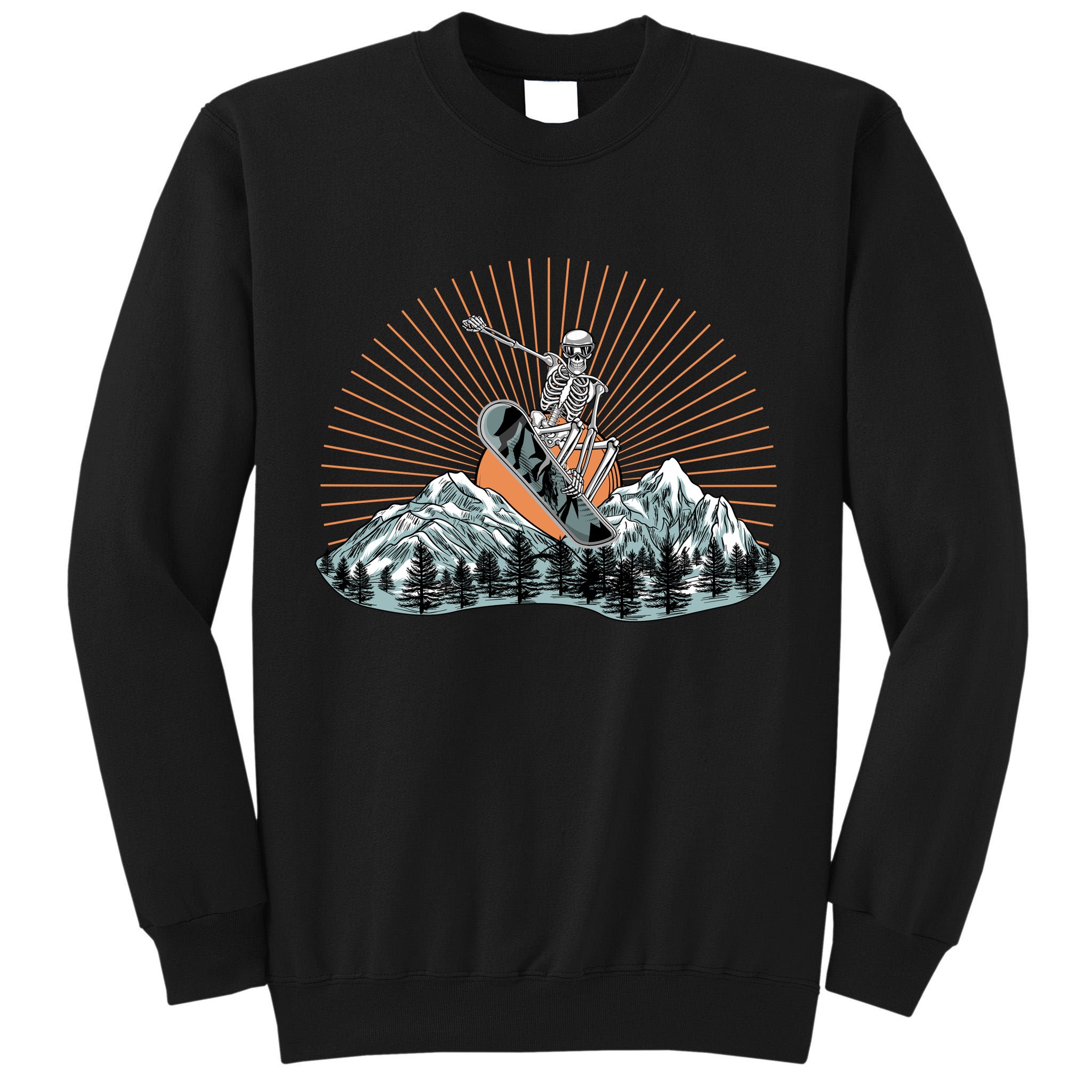 Ski Skull Funny Snowboarding Lover Tall Sweatshirt