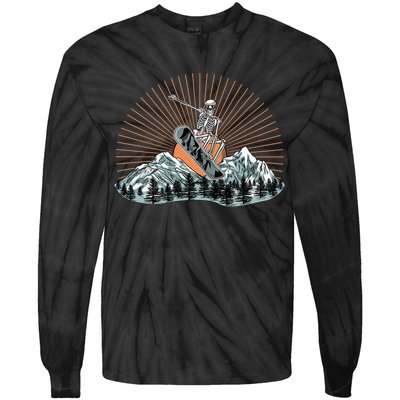 Ski Skull Funny Snowboarding Lover Tie-Dye Long Sleeve Shirt