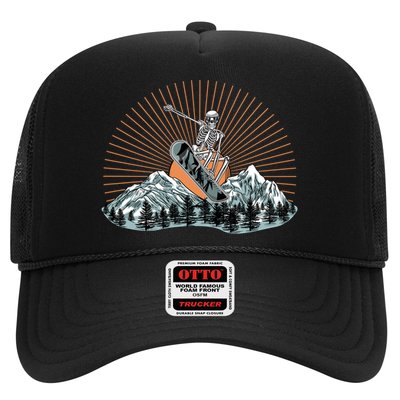 Ski Skull Funny Snowboarding Lover Trucker Hat