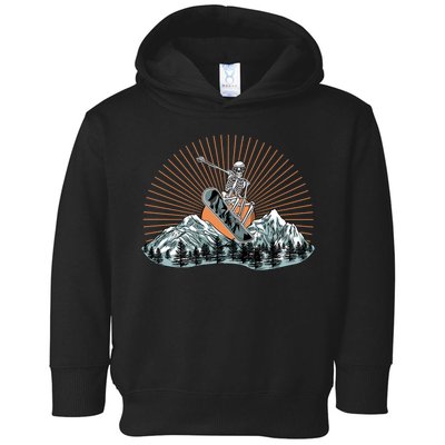 Ski Skull Funny Snowboarding Lover Toddler Hoodie