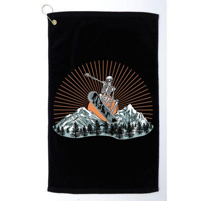Ski Skull Funny Snowboarding Lover Golf Towel