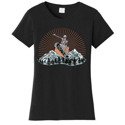 Ski Skull Funny Snowboarding Lover Women's T-Shirt