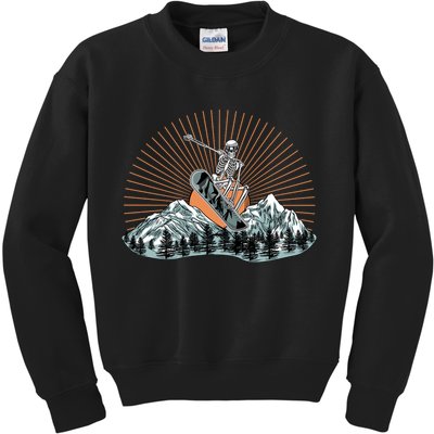 Ski Skull Funny Snowboarding Lover Kids Sweatshirt