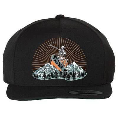 Ski Skull Funny Snowboarding Lover Wool Snapback Cap