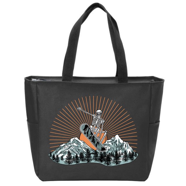 Ski Skull Funny Snowboarding Lover Zip Tote Bag