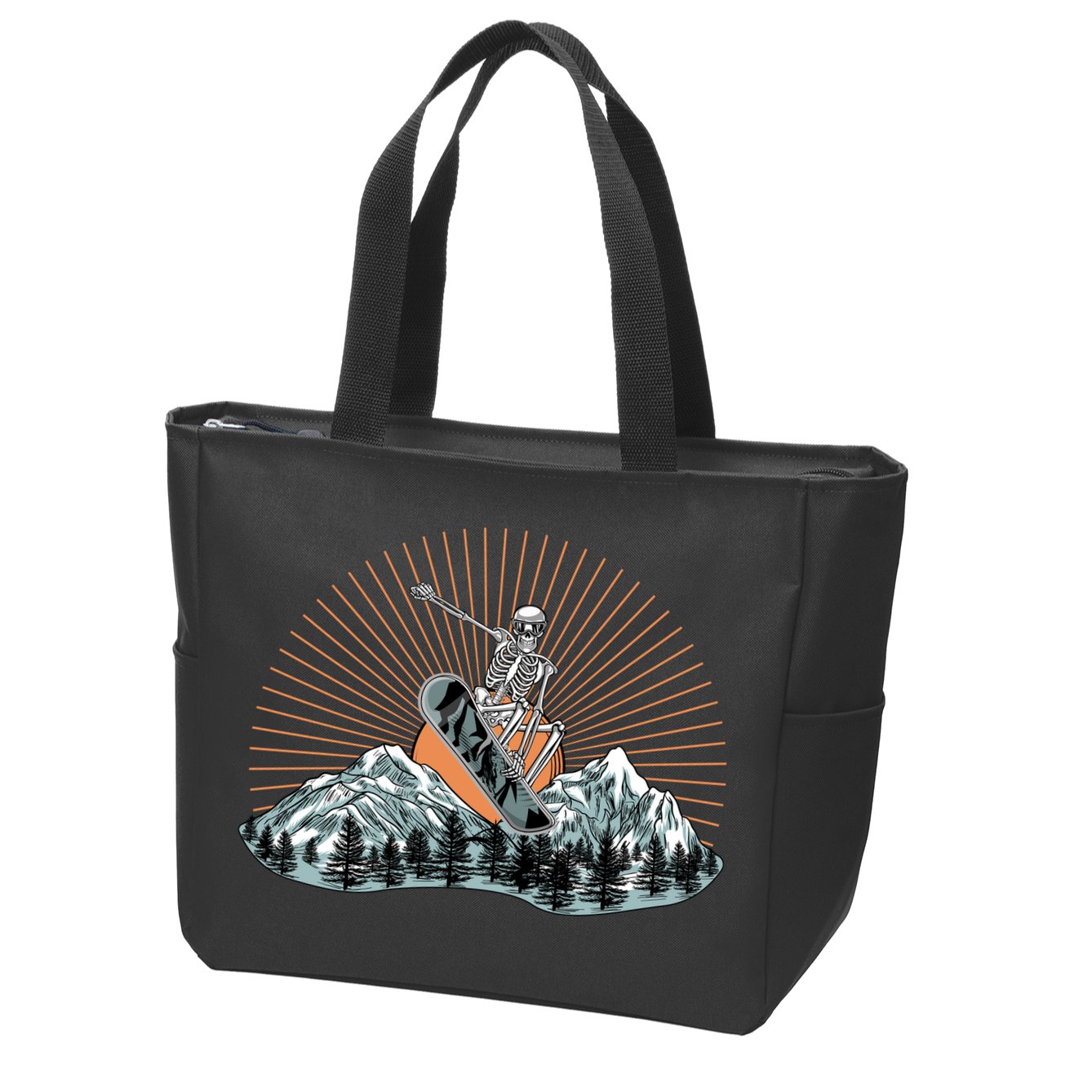 Ski Skull Funny Snowboarding Lover Zip Tote Bag