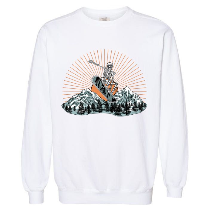 Ski Skull Funny Snowboarding Lover Garment-Dyed Sweatshirt