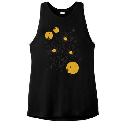 Sunflower Spring Floral Ladies PosiCharge Tri-Blend Wicking Tank