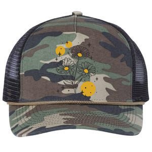 Sunflower Spring Floral Retro Rope Trucker Hat Cap