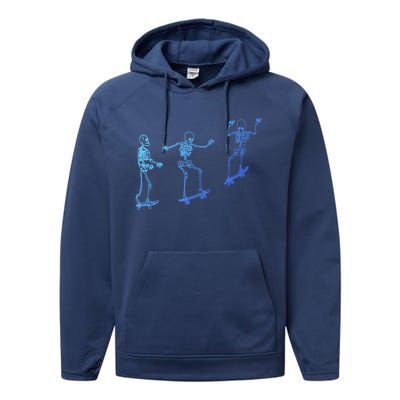 Skateboarding Skeleton Funny Skater Skating Aesthetic Gift Performance Fleece Hoodie