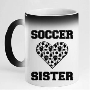 Soccer Sister Family Matching Sport Lover Soccer Ball 11oz Black Color Changing Mug