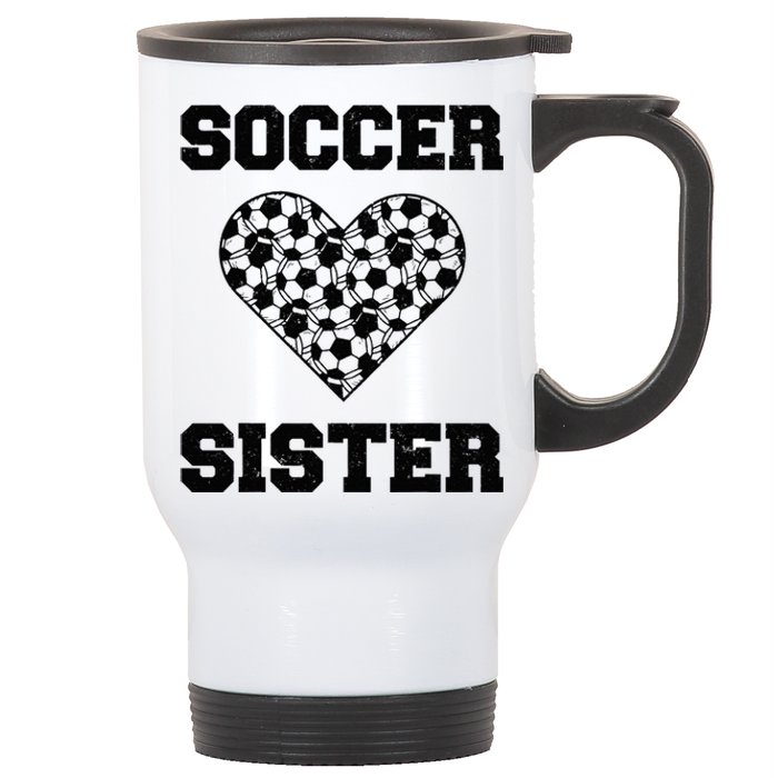 Soccer Sister Family Matching Sport Lover Soccer Ball Stainless Steel Travel Mug