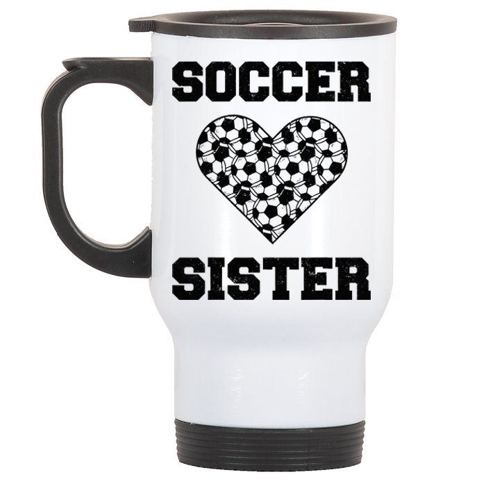 Soccer Sister Family Matching Sport Lover Soccer Ball Stainless Steel Travel Mug