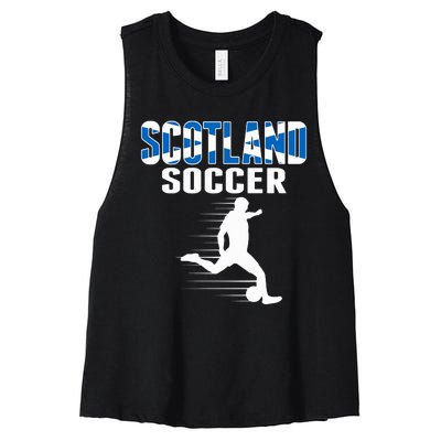 Scotland Soccer Fans Jersey Scottish Flag Football Lovers Women's Racerback Cropped Tank