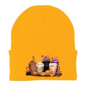 Spooky Season Fall Coffee Horror Movie And Coffee Halloween Gift Knit Cap Winter Beanie