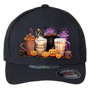 Spooky Season Fall Coffee Horror Movie And Coffee Halloween Gift Flexfit Unipanel Trucker Cap