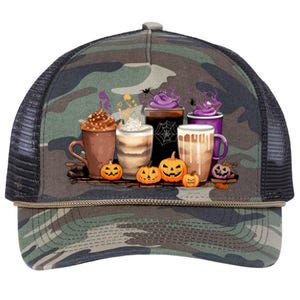 Spooky Season Fall Coffee Horror Movie And Coffee Halloween Gift Retro Rope Trucker Hat Cap