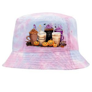 Spooky Season Fall Coffee Horror Movie And Coffee Halloween Gift Tie-Dyed Bucket Hat