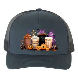 Spooky Season Fall Coffee Horror Movie And Coffee Halloween Gift Yupoong Adult 5-Panel Trucker Hat