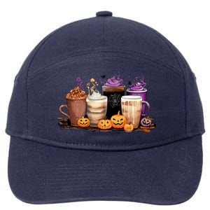 Spooky Season Fall Coffee Horror Movie And Coffee Halloween Gift 7-Panel Snapback Hat