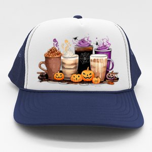 Spooky Season Fall Coffee Horror Movie And Coffee Halloween Gift Trucker Hat