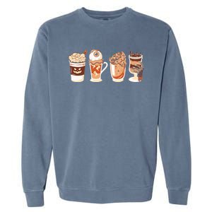 Spooky Season Fall Coffee Horror Movie And Coffee Halloween Gift Garment-Dyed Sweatshirt