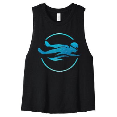 Swimmer Swimming funny Swim Team Women's Racerback Cropped Tank