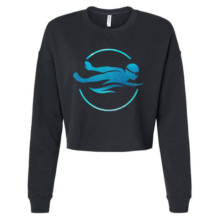 Swimmer Swimming funny Swim Team Cropped Pullover Crew