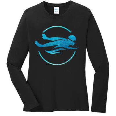 Swimmer Swimming funny Swim Team Ladies Long Sleeve Shirt