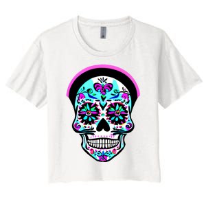 Sugar Skull Funny Cinco De Mayo T Graphic Women's Crop Top Tee