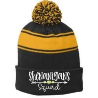 Shenanigans Squad Funny St. Patrick's Day Matching Group Stripe Pom Pom Beanie