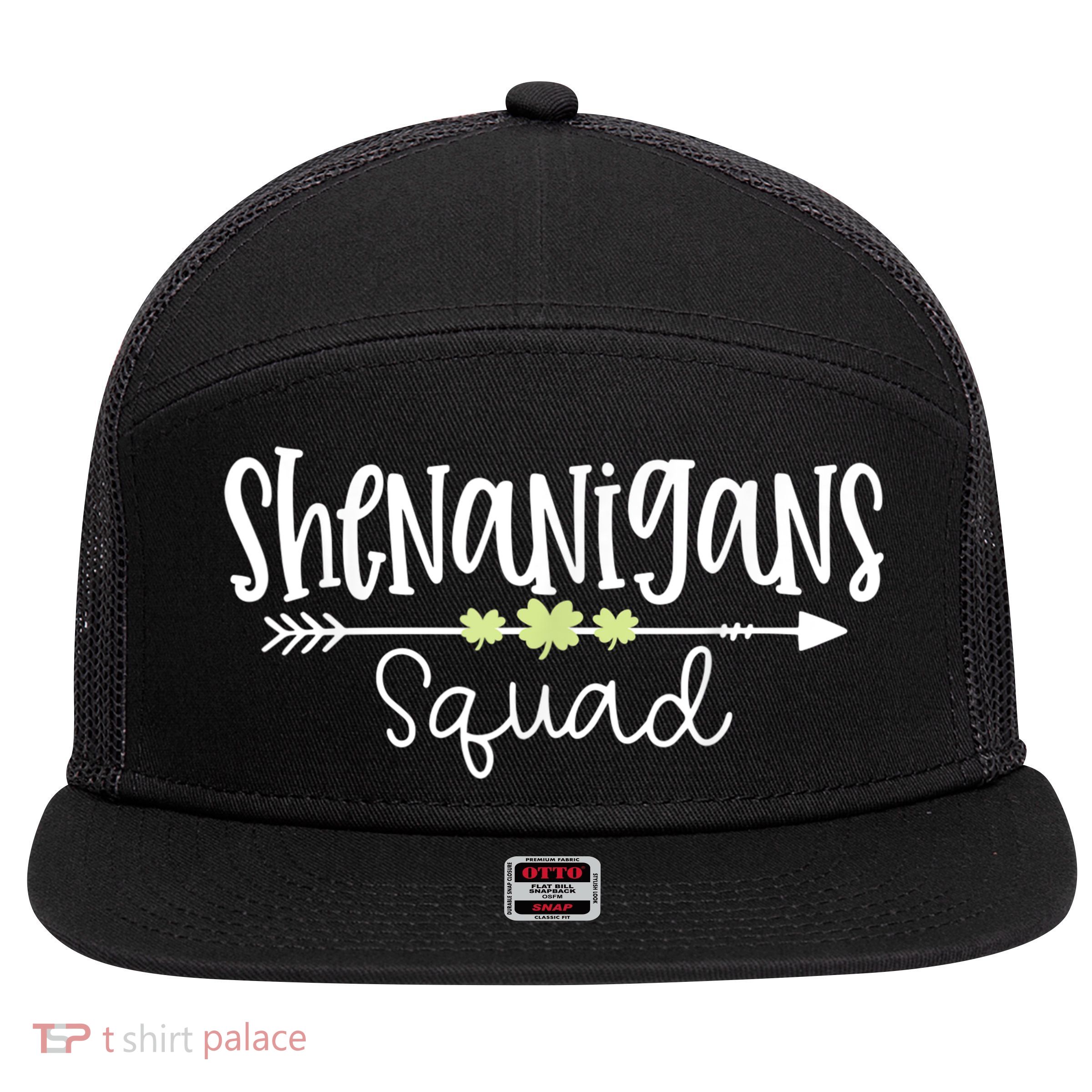 Shenanigans Squad Funny St. Patrick's Day Matching Group 7 Panel Mesh Trucker Snapback Hat