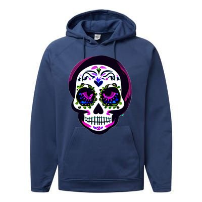 Sugar Skull Funny Cinco De Mayo T Graphic Performance Fleece Hoodie