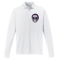 Sugar Skull Funny Cinco De Mayo T Graphic Performance Long Sleeve Polo