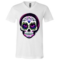 Sugar Skull Funny Cinco De Mayo T Graphic V-Neck T-Shirt