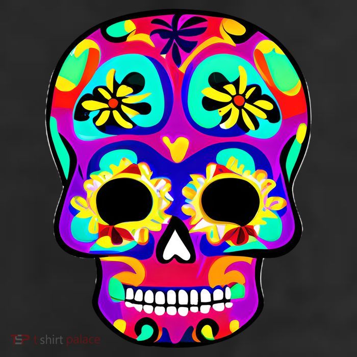 Sugar Skull Funny Cinco De Mayo 7 Panel Mesh Trucker Snapback Hat