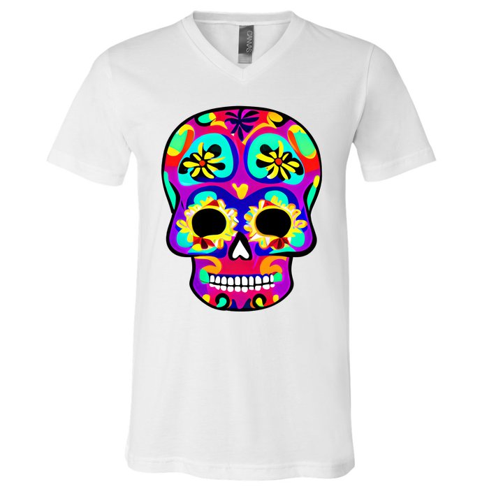 Sugar Skull Funny Cinco De Mayo V-Neck T-Shirt