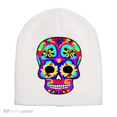 Sugar Skull Funny Cinco De Mayo Short Acrylic Beanie