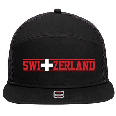 Switzerland Swiss Flag Travel Souvenir Gift 7 Panel Mesh Trucker Snapback Hat