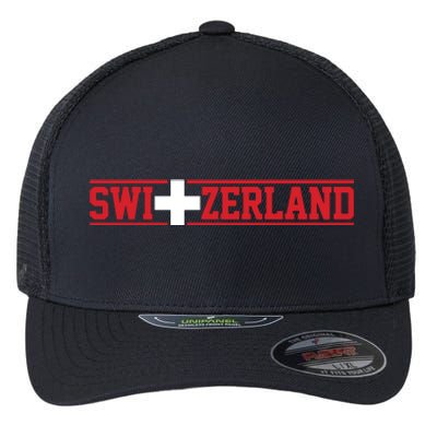 Switzerland Swiss Flag Travel Souvenir Gift Flexfit Unipanel Trucker Cap