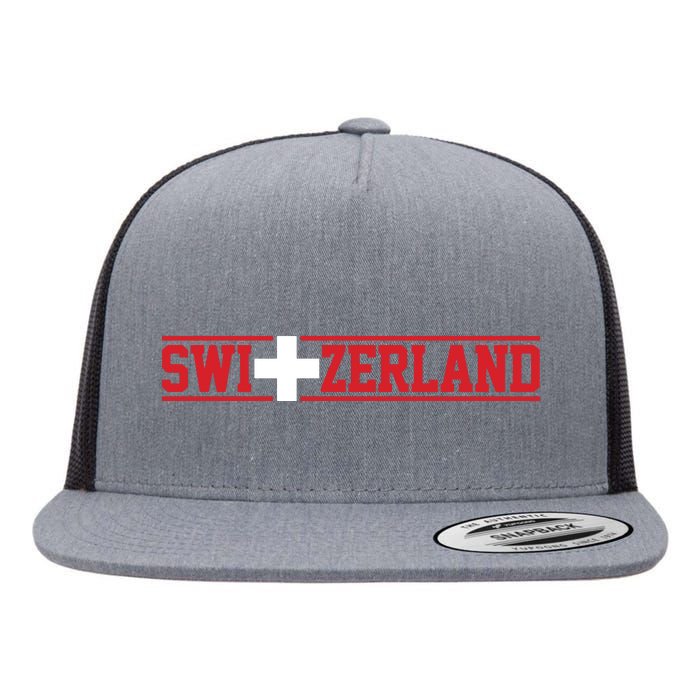 Switzerland Swiss Flag Travel Souvenir Gift Flat Bill Trucker Hat