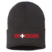 Switzerland Swiss Flag Travel Souvenir Gift Sustainable Knit Beanie