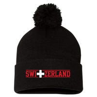 Switzerland Swiss Flag Travel Souvenir Gift Pom Pom 12in Knit Beanie