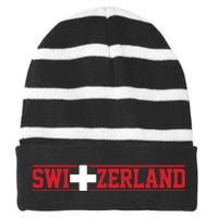 Switzerland Swiss Flag Travel Souvenir Gift Striped Beanie with Solid Band