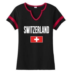 Switzerland Swiss Flag Ladies Halftime Notch Neck Tee